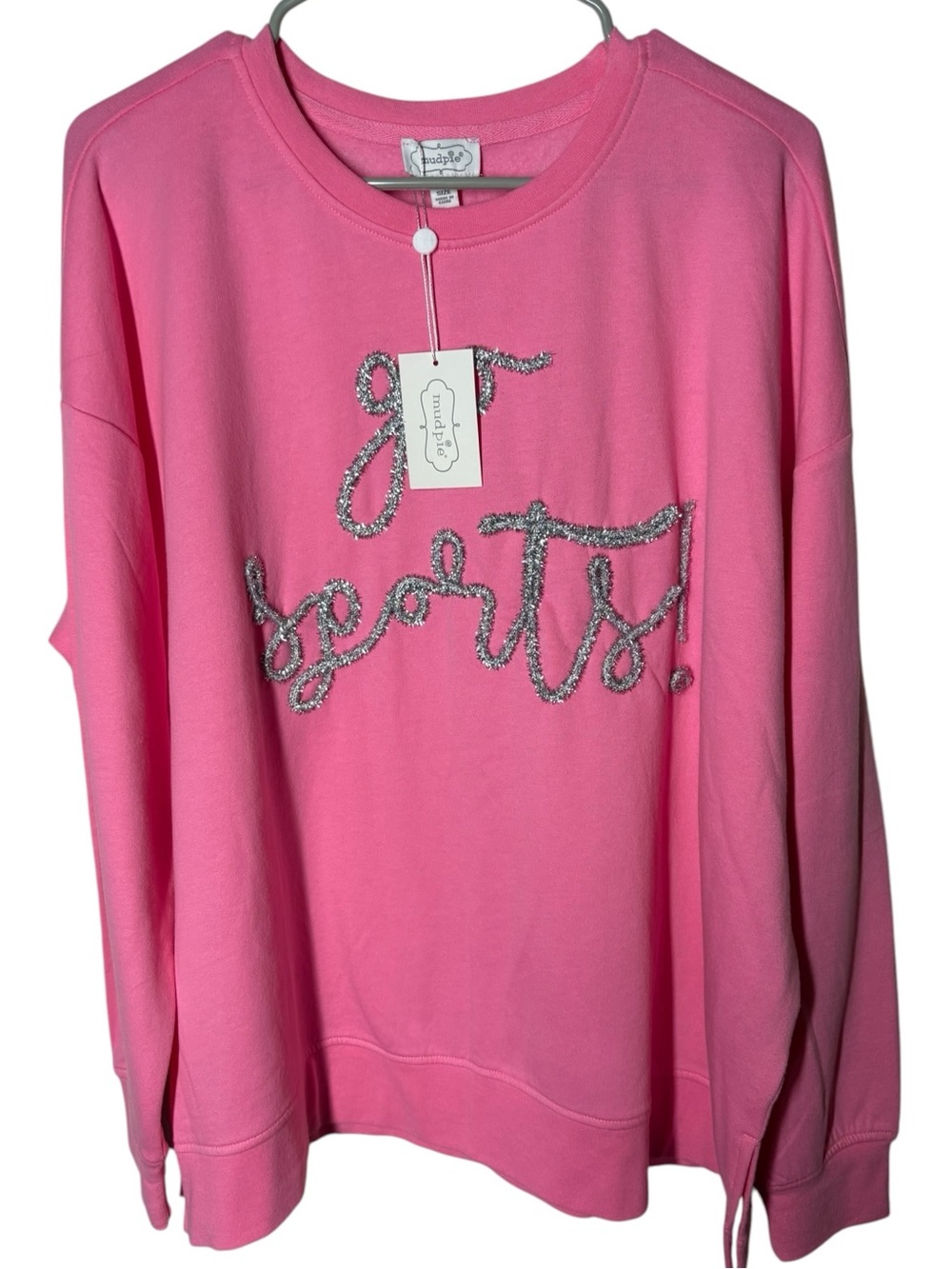 {NWT} Mud Pie Pink "go sports!" Embellished Sweatshirt 2X/3X